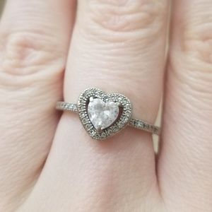 Silver Diamond Heart Ring